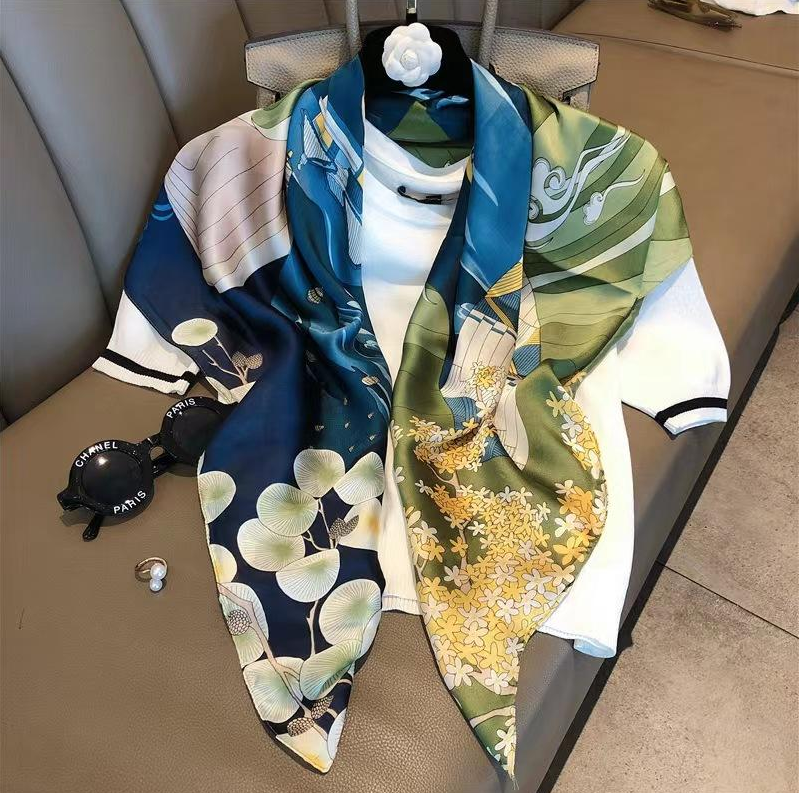 珍珠圆筒 大方巾 蓝色气球